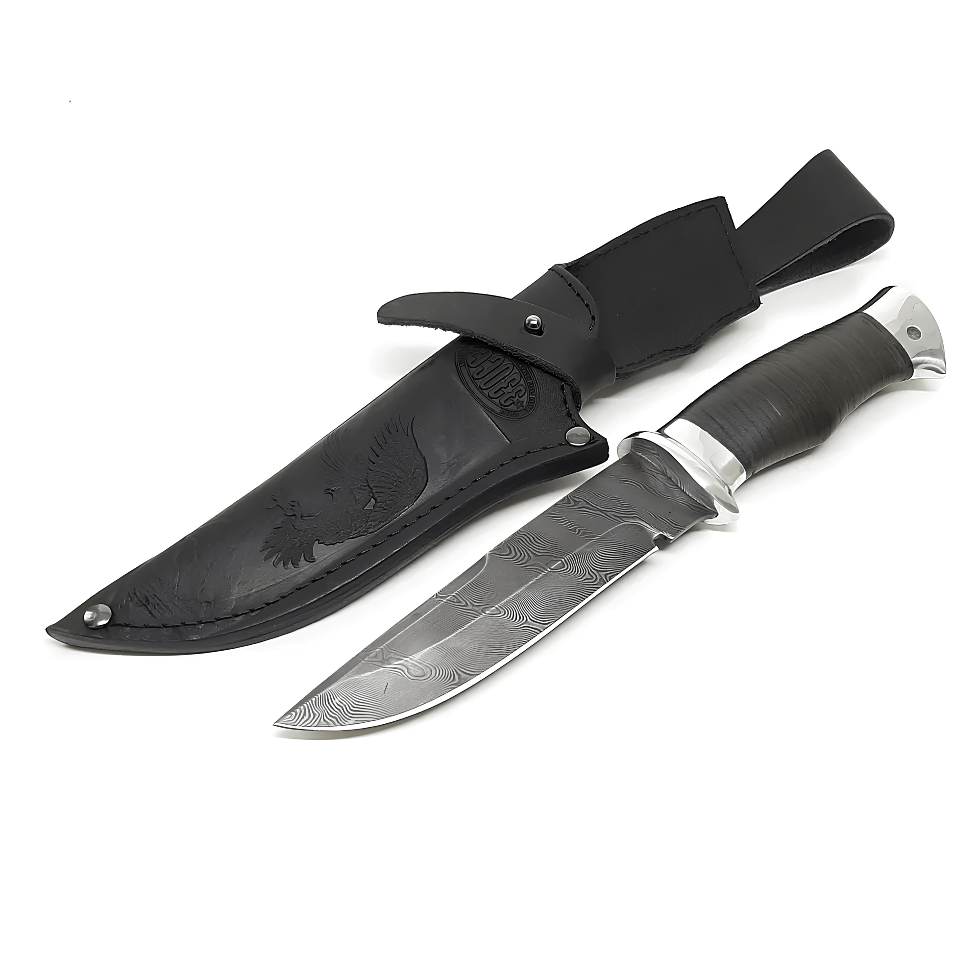 Нож туристич. Н8, ст.9ХС-70С2ХА, дюраль,кожа